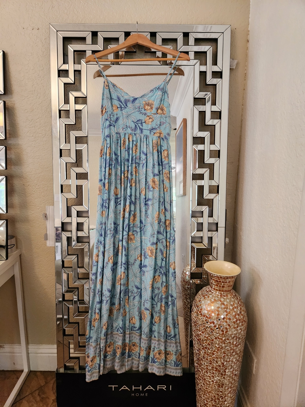 SHEIN Light Blue Floral Dress L